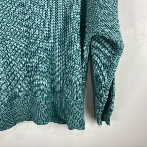 American Eagle Knit Turtleneck Pullover Sweater Slouchy Teal Green Size Medium - Picture 2 of 5